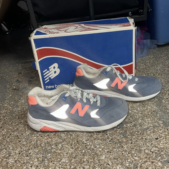New Balance Classics Traditionnels Grey & Orange Sneakers - Picture 3 of 8